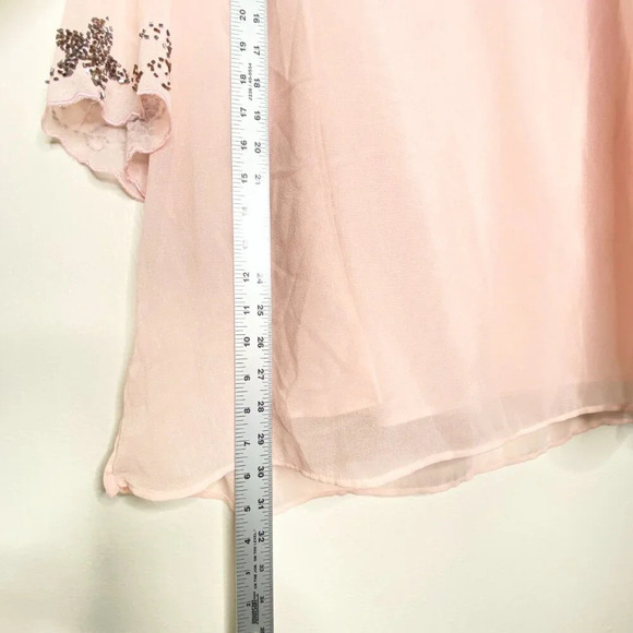 Roaman's 20W Pink Beaded Sheer Blouse with Attached Cami 3/4 Sleeves Plus Size - Picture 12 of 13